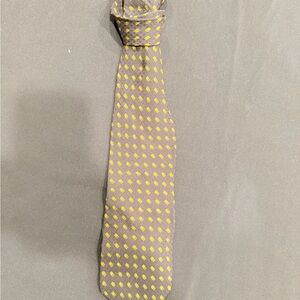Donna Karan Gray Tie with Yellow Diamond Pattern